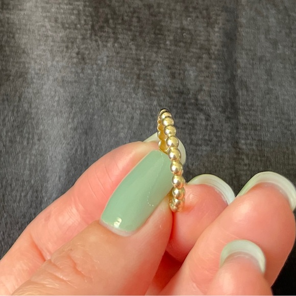Beaded 10k Gold Stackable Ring - Picture 5 of 12